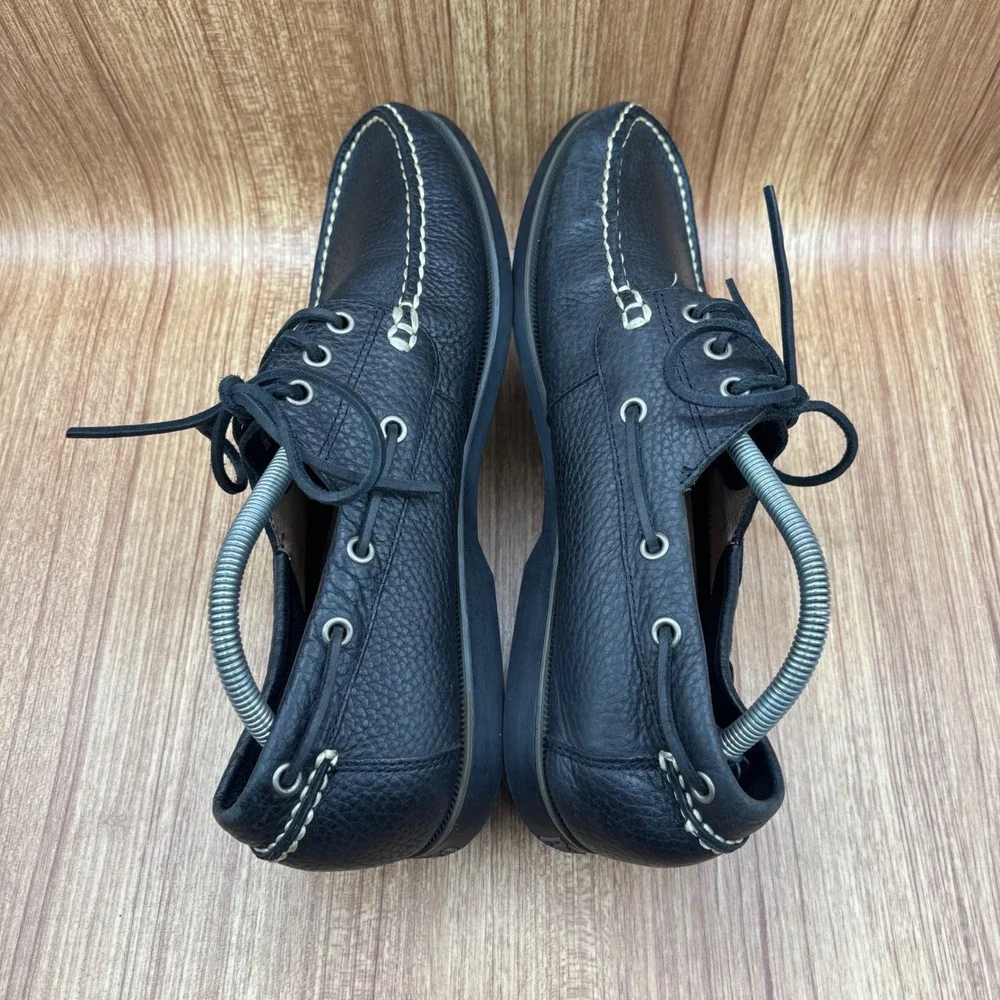 Polo Ralph Lauren Bienne Boat Shoes Mens Black Excellent 11D Pebbled Leather